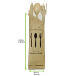 Compostable Bamboo Fiber 4/1 Cutlery Kit With Kraft Bag (Knife, Fork, Spoon, Napkin) L:6in - 50 pcs Compostable Bamboo Fiber 4/1 Cutlery Kit With Kraft Bag (Knife, Fork, Spoon, Napkin) L:6in - 50 pcs